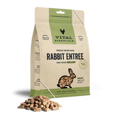 Vital Essentials Rabbit Entree Dog Food Mini Nibs 14 oz
