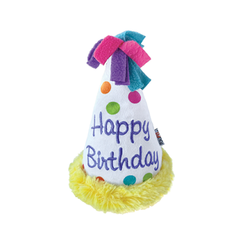 FouFit Birthday Hat Crinkle Unisex 6" Plush Dog Toy