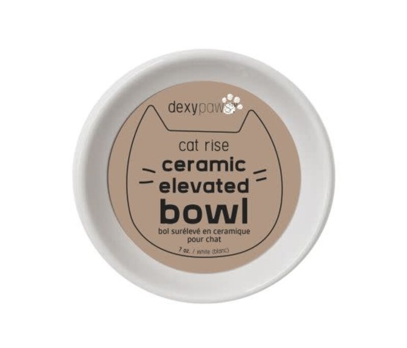 dexypaw Raised Ceramic Bowl 7oz - White