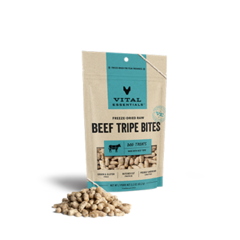 Vital Essentials Freeze-Dried Beef Tripe Bites Dog Treats 2.3 oz