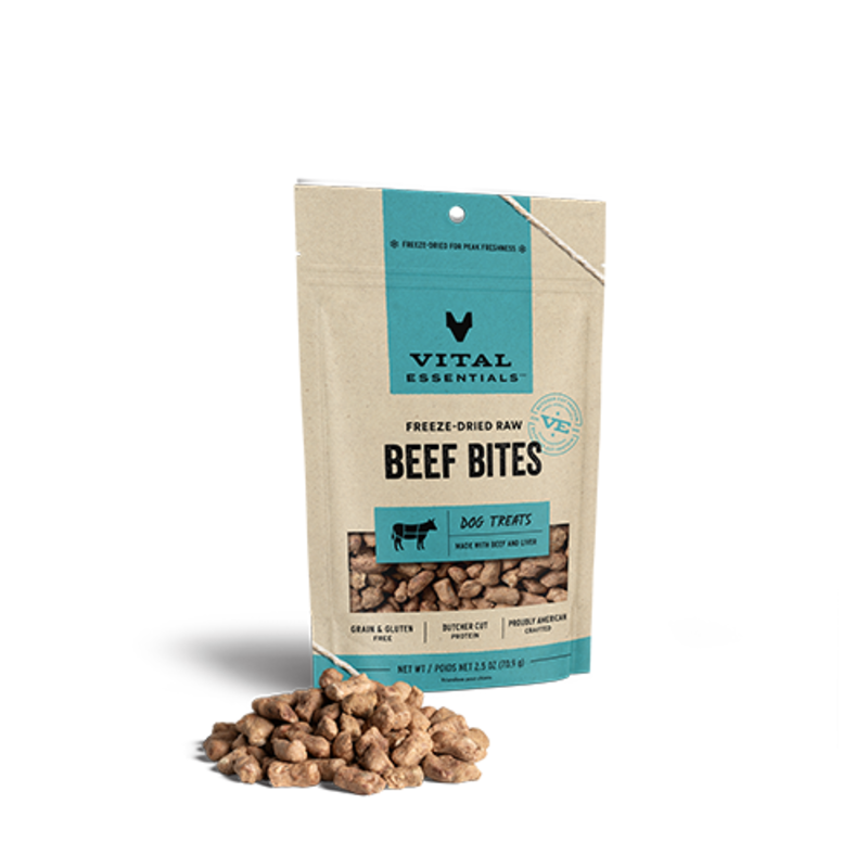 Vital Essentials Freeze-Dried Beef Bites Dog Treats 2.5 oz