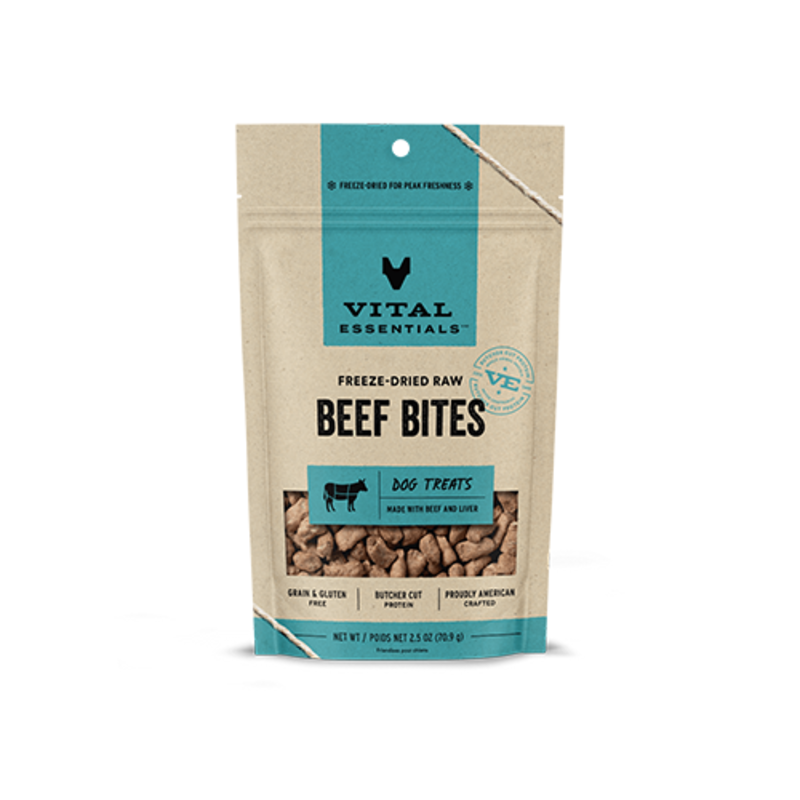 Vital Essentials Freeze-Dried Beef Bites Dog Treats 2.5 oz