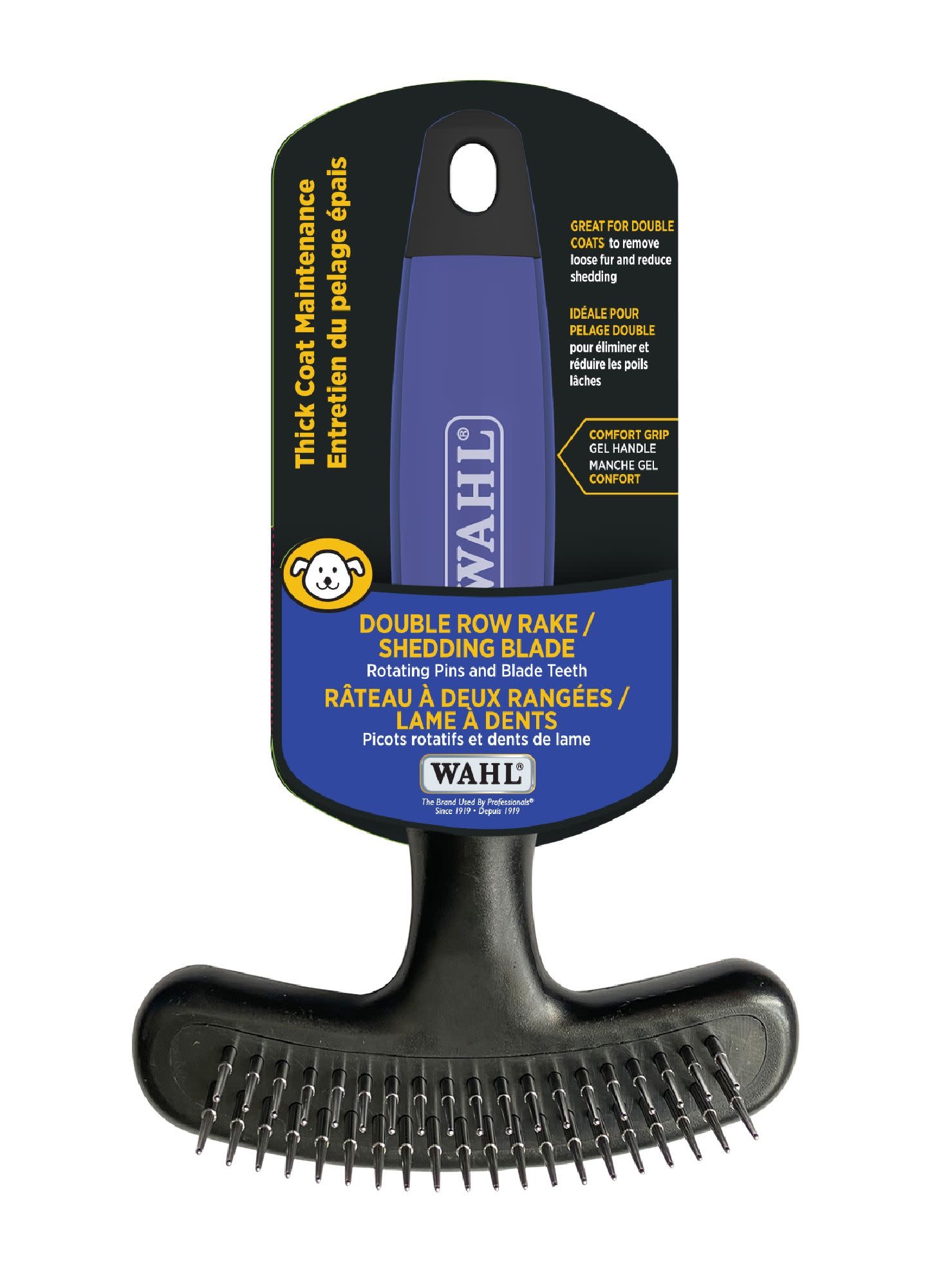 Wahl Wahl Double Row Rake/Shedding Blade Combo Brush Dog