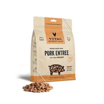 Vital Essentials Vital Essentials Freeze-dried raw pork entree cat food mini nibs 8 OZ