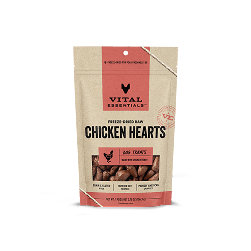 Vital Essentials Vital Essentials Freeze-dried Chicken Hearts Dog Treats 3.75 Oz