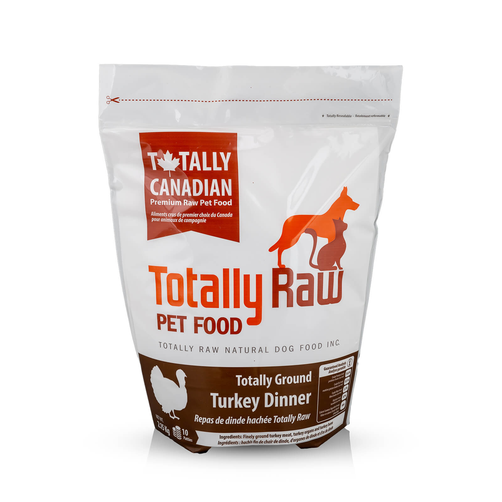 Totally Raw Pet Food Ground Turkey Patty 4.74lb