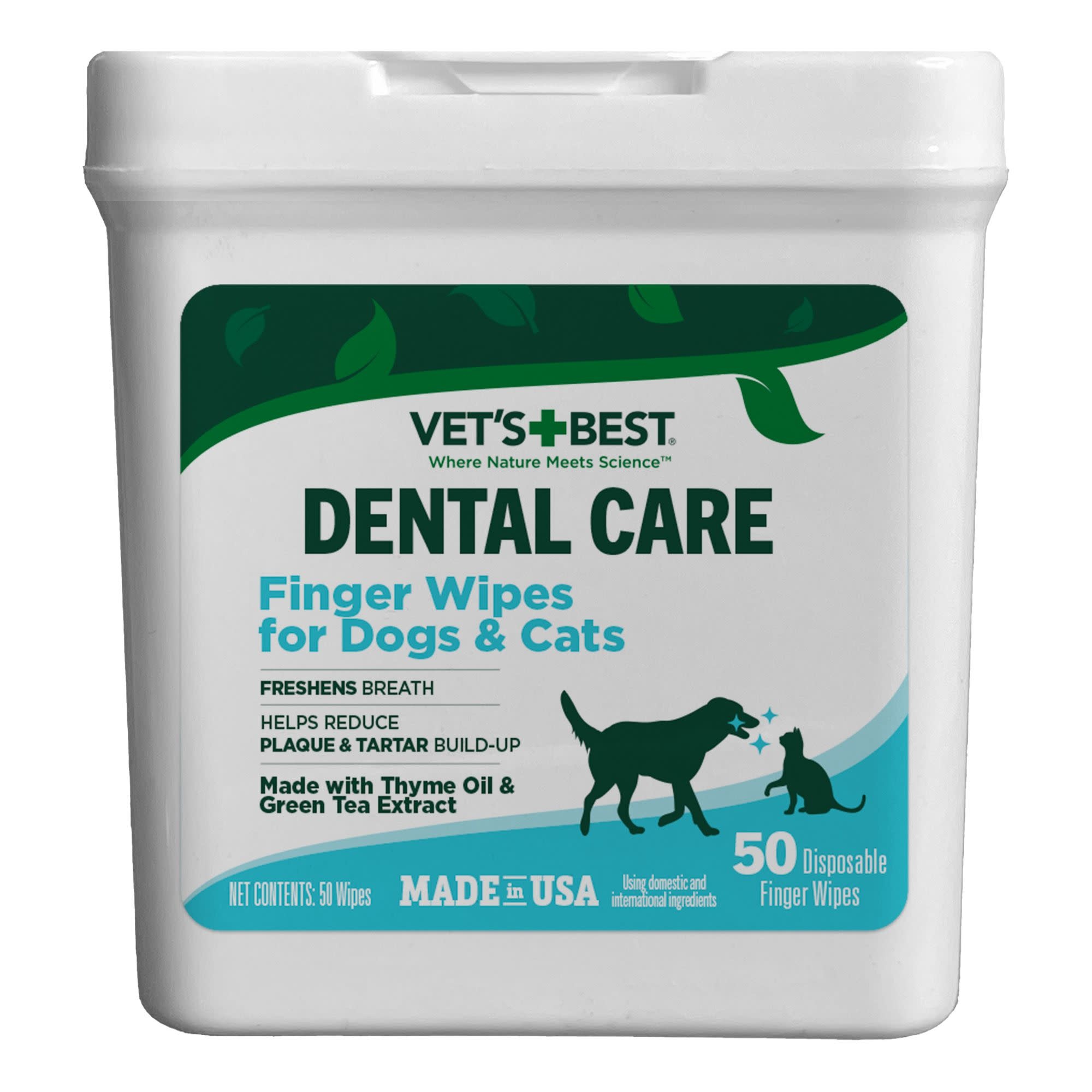 Vet's Best Vets Best Dental Finger Wipes For Dogs & Cats 50ct