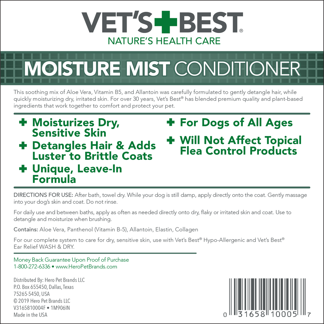 Vet's Best Moisture Mist Conditioner for Dog 16oz