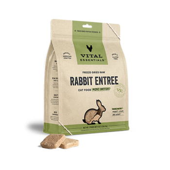 Vital Essentials Freeze-Dried Raw Rabbit Entree Cat Food Mini Patties 8 oz