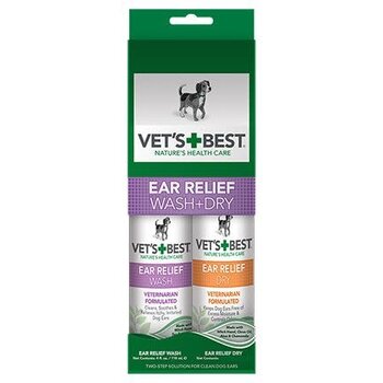 Vet's Best Ear Relief Wash 4oz And Dry 2oz Dog