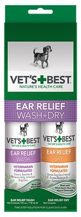 Vet's Best Ear Relief Wash 4oz And Dry 2oz Dog
