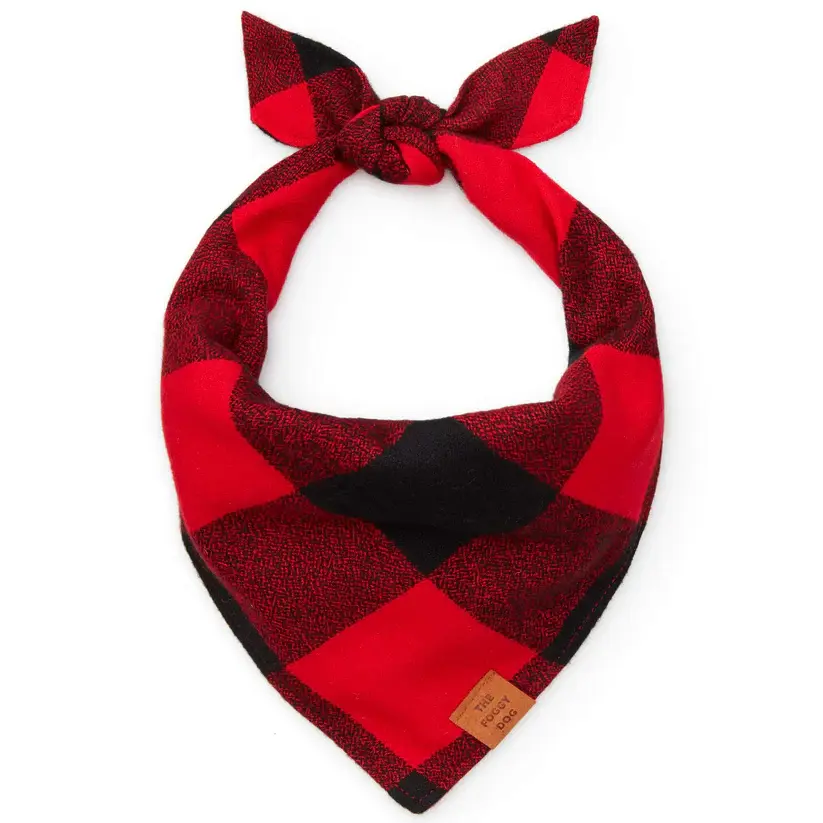 The Foggy Dog Red and Black Buffalo Check Flannel Fall Dog Bandana