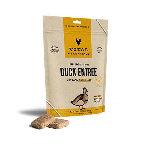 Vital Essentials Freeze-Dried Raw Duck Entree Cat Food Mini Patties