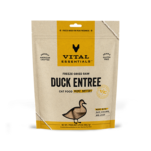 Vital Essentials Freeze-Dried Raw Duck Entree Cat Food Mini Patties