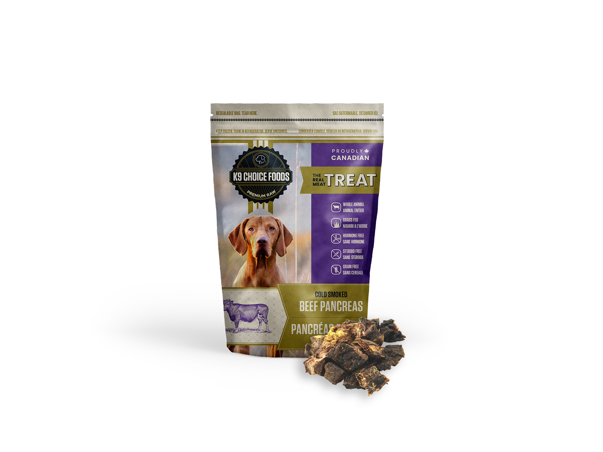 K9 Choice Cold Smoked Pancreas Frozen Dog Treat 227 g