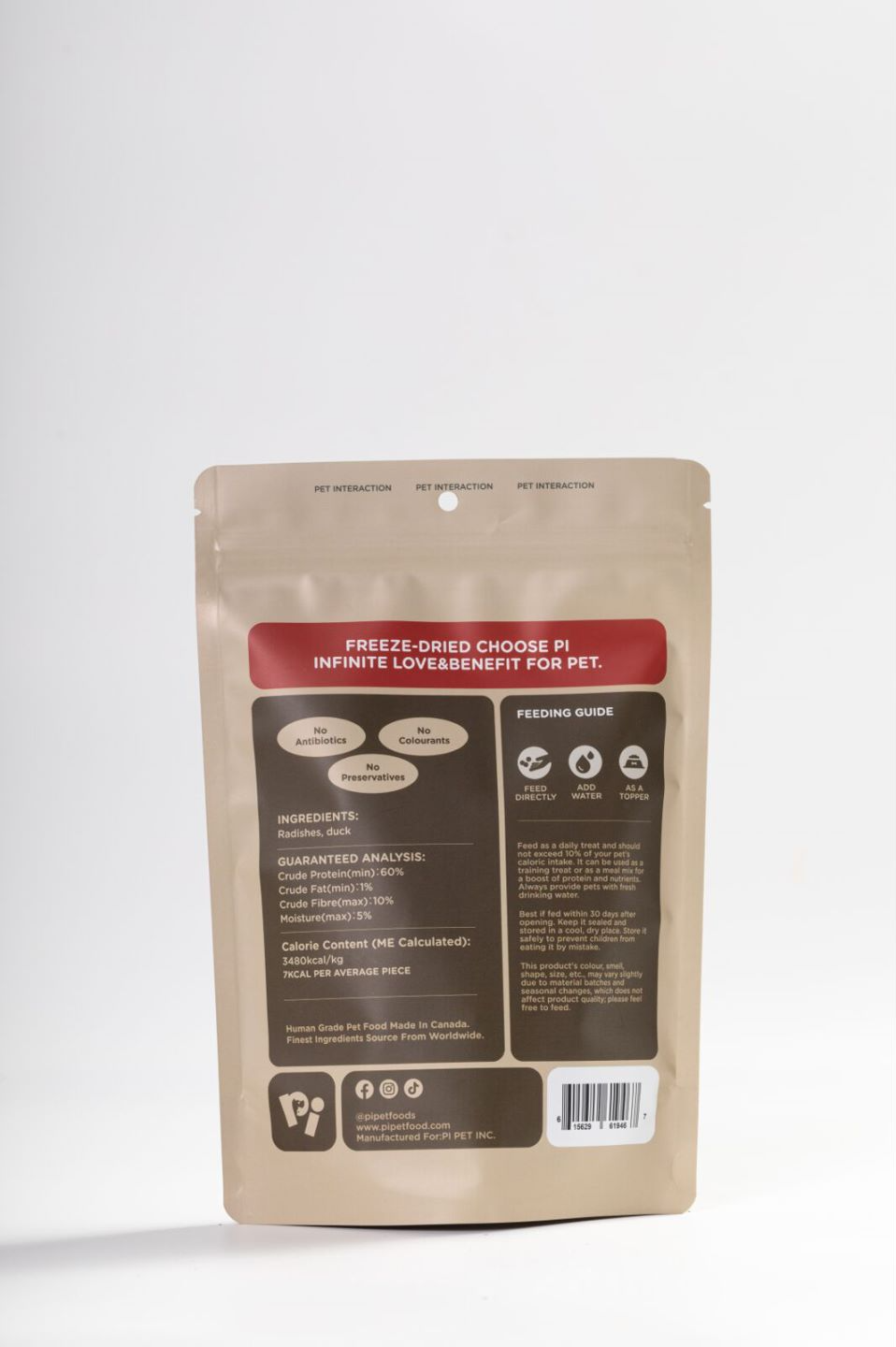 PI Pet Food Freeze-Dried Radishes & Duck Twists - 42g