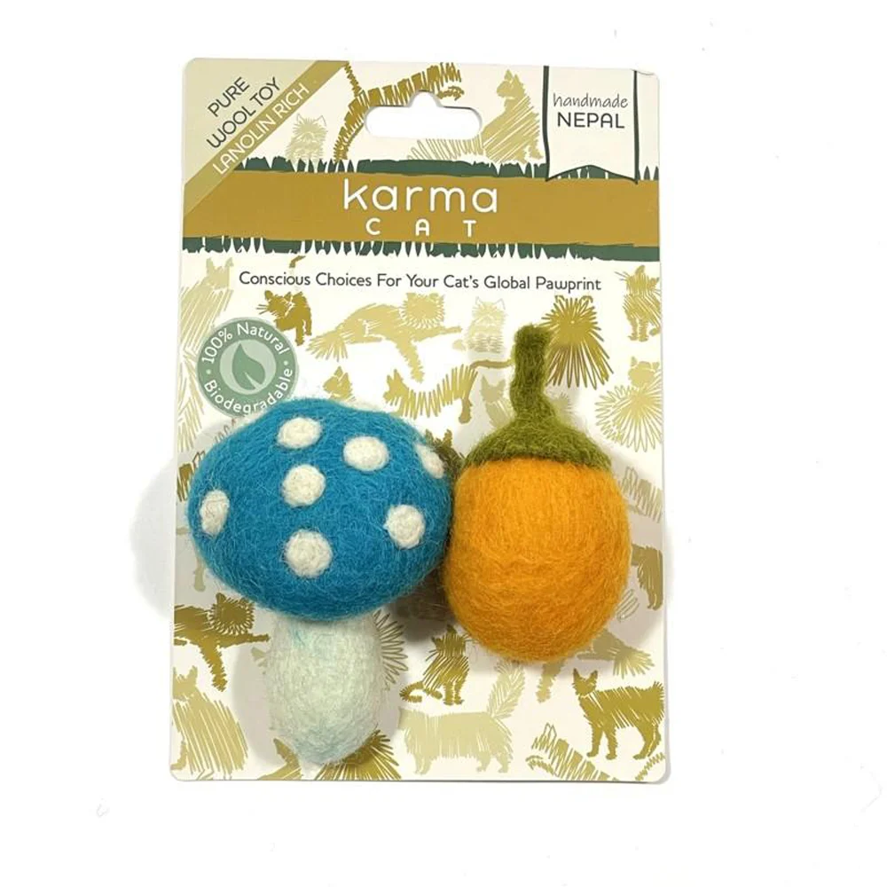 Dharma Dog Karma Cat Wool Felt - Mushrooms & Acorns (Assorted colors)