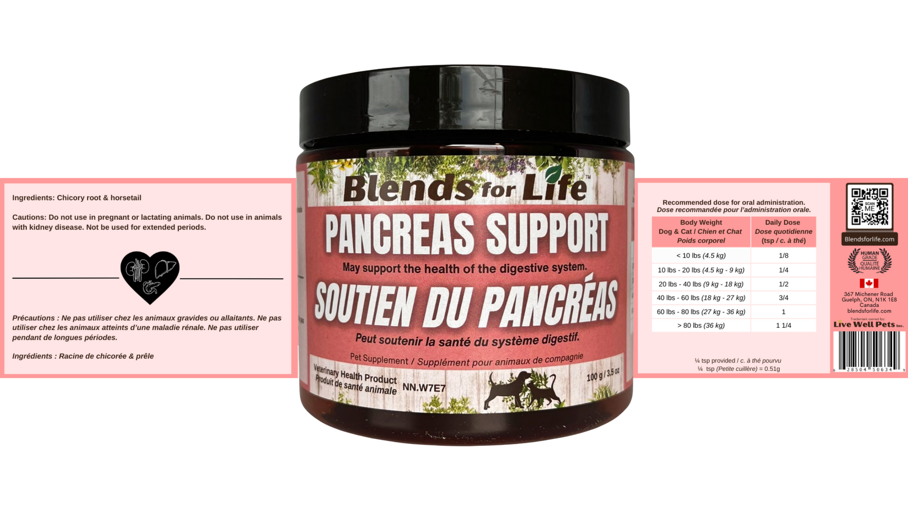 Blends for Life Pancreas Support Pet Supplement 100g