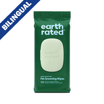 Earth Rated White tea & basil pet grooming wipes 100 ct