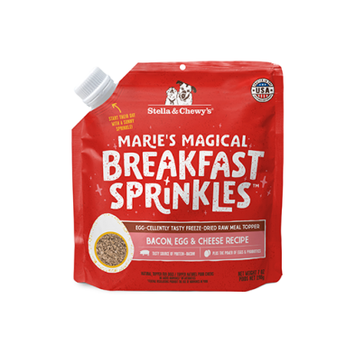 Stella & Chewy's Marie's Magical Breakfast Sprinkles  Bacon, Egg & Cheese Recipe Freeze-Dried Raw Meal Topper for Dogs 7oz