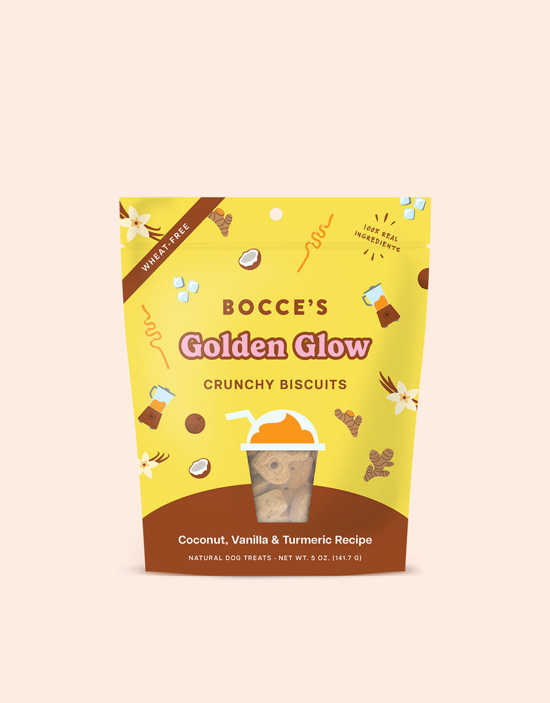 Bocce's Bakery Golden Glow Coconut, Vanilla & Turmeric Recipe Crunchy Biscuits Treats