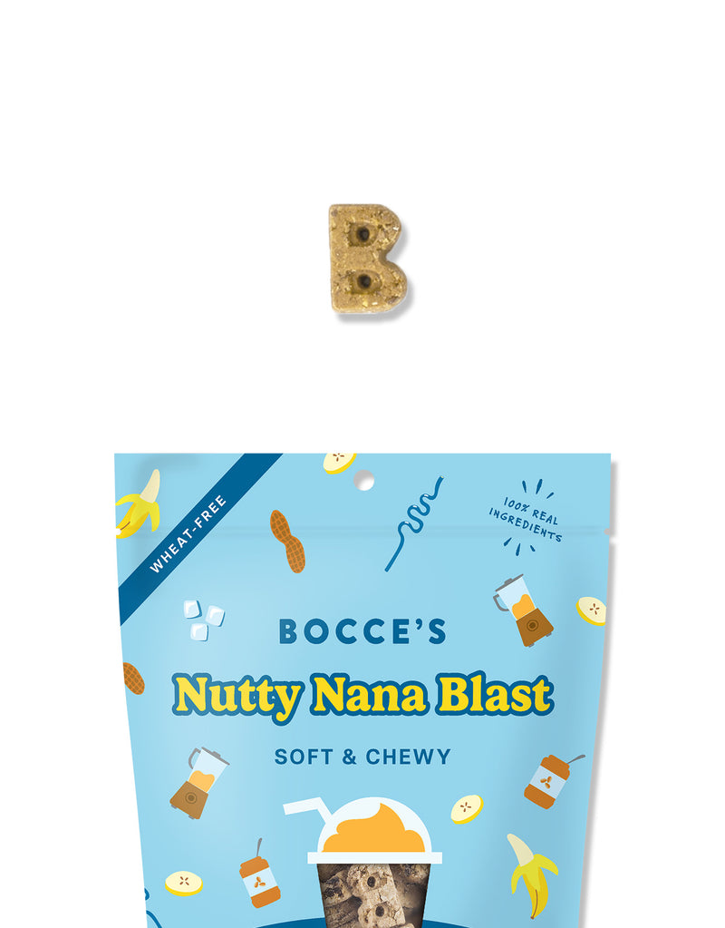 Bocce's Bakery Nutty Nana Blast Peanut Butter, Banana & Carob Recipe Soft & Chewy Treats