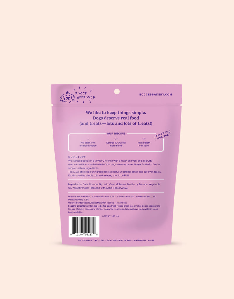 Bocce's Bakery Berry Bliss Blueberries, Banana & Yogurt Recipe Soft & Chewy Treats