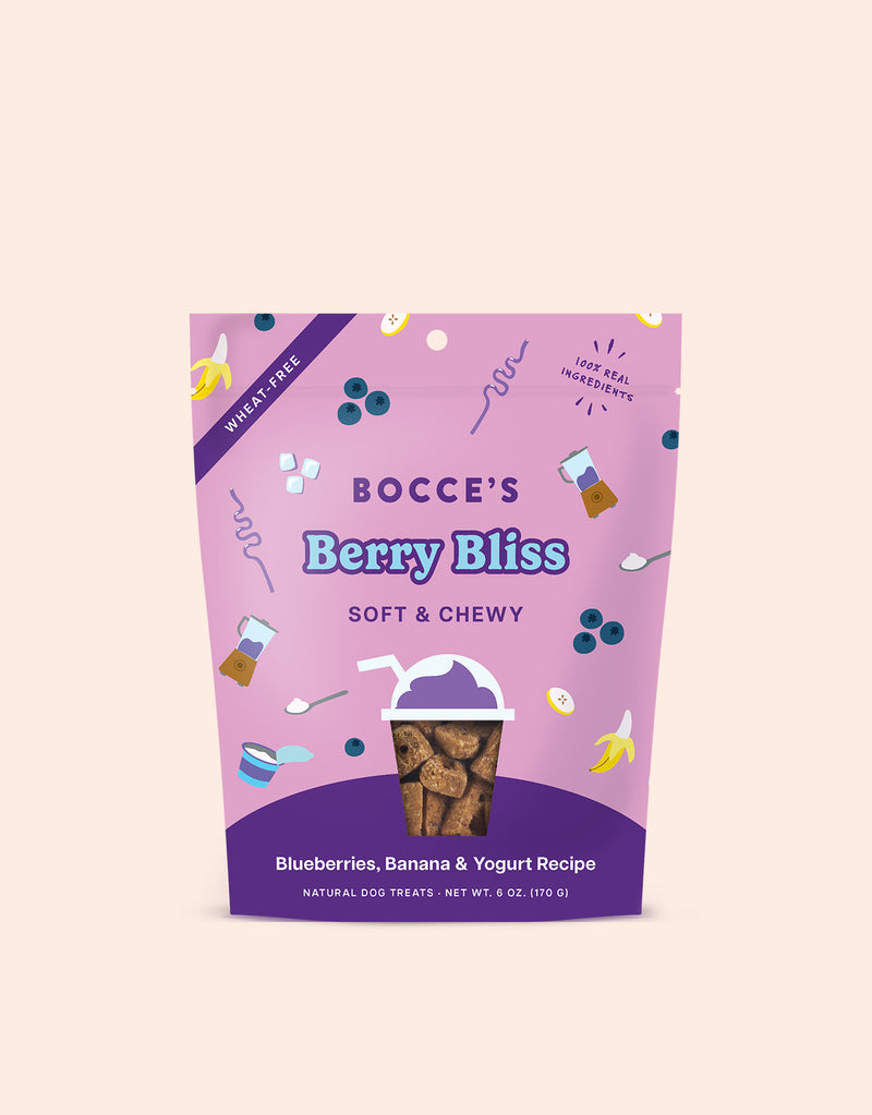 Bocce's Bakery Berry Bliss Blueberries, Banana & Yogurt Recipe Soft & Chewy Treats