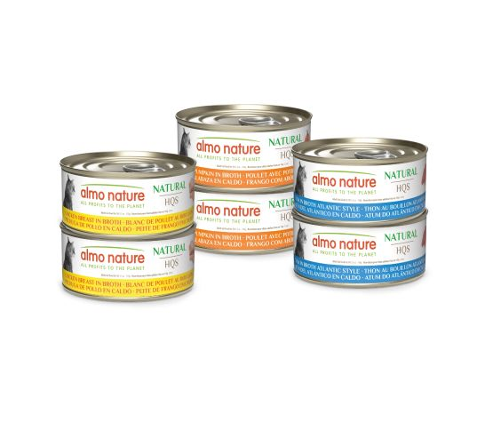 Almo Nature Hqs Natural "rotational Diet" For Cat - Tuna And Chicken Selection - Pack of 6x150g