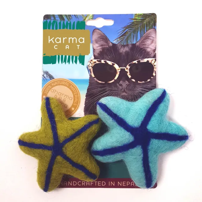 Dharma Dog Karma Cat Wool Felt Starfish - 2 Pack - "3