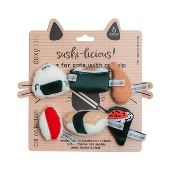 dexycats Plush Cat Toys, Sushi 6pc