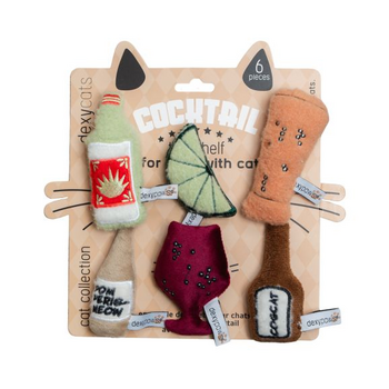 dexycats Plush Cat Toys, Cocktail 6pc