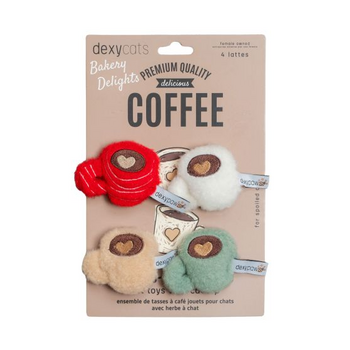 dexycats Plush Cat Toys, Coffee 4pc