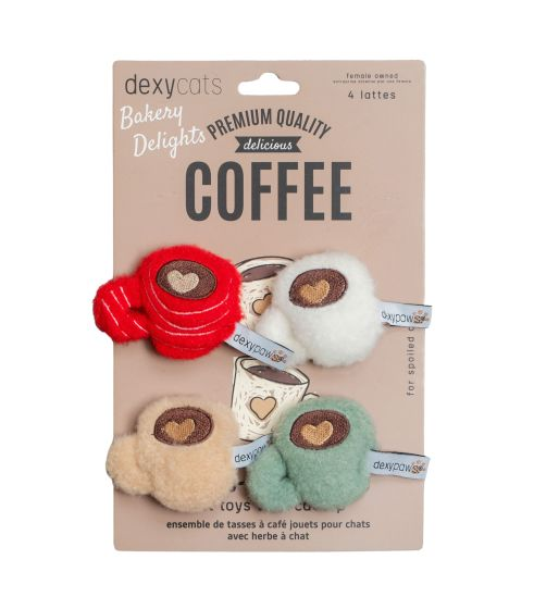 dexycats Plush Cat Toys, Coffee 4pc