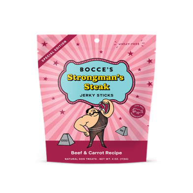 Bocce's Bakery Strongman's Steak Beef & Carrot Recipe Jerky Sticks Dog Treat 4oz