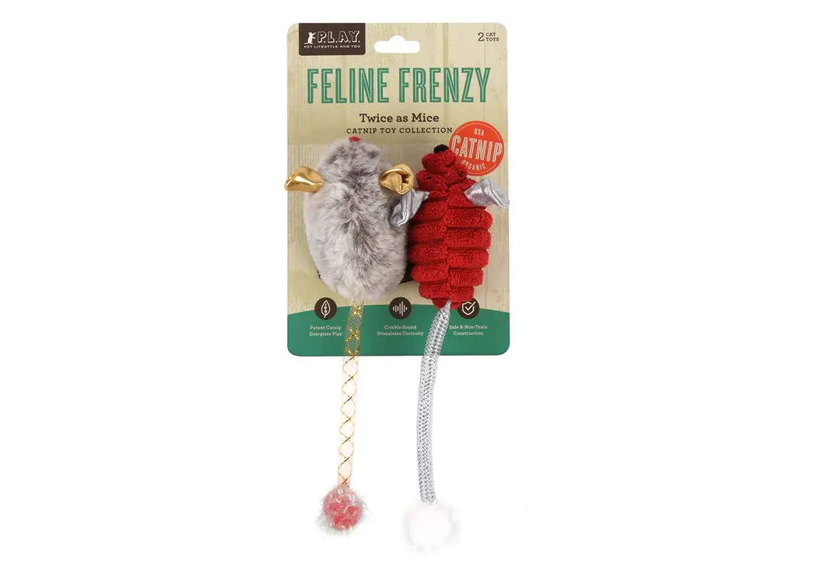 PLAY Feline Frenzy Plush Catnip - Twice as Mice 2 Pk