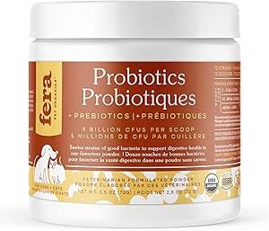 Fera Organic Probiotics with Prebiotics for Dogs & Cats, Powder - 60 Servings