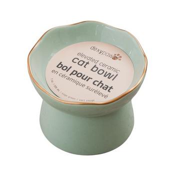 dexypaw Raised Ceramic Cat Bowl, Sage Green 7.75oz
