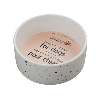 dexypaw Ceramic Dog Bowl, Terrazzo 26oz Dog
