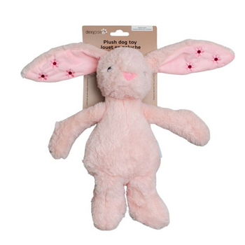 dexypaw Plush Dog Toy, Blush Bunny Dog