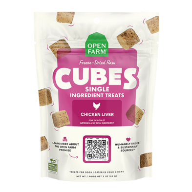 Open Farm Freeze-Dried Raw Single Ingredient Treat Cubes Chicken Liver 3oz