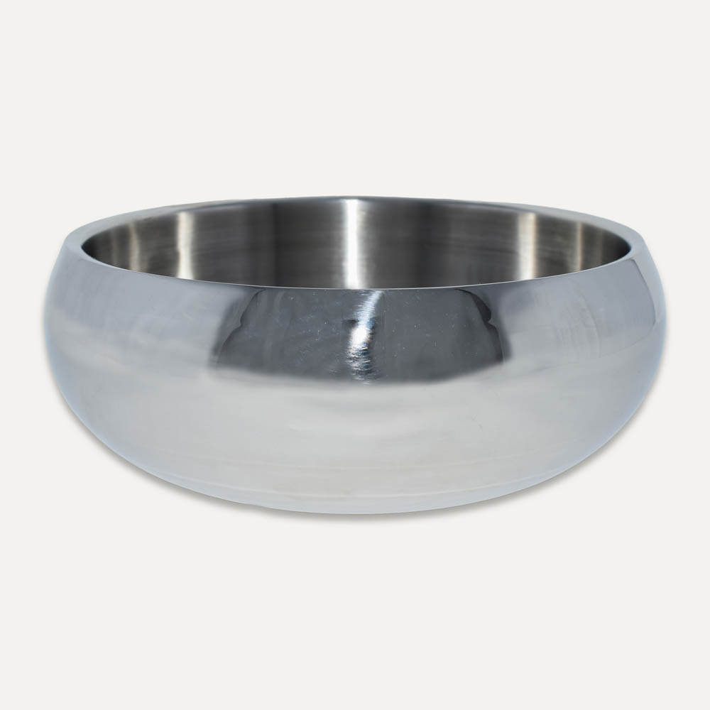 Cloe e Cluzo Double Wall Shiny Metal Bowl - Stainless Steel - M