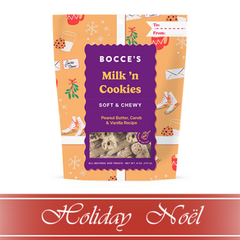 Bocce's Bakery Milk 'n Cookies, Peanut Butter, Carob & Vanilla Recipe Soft & Chewy Dog Treats 6oz