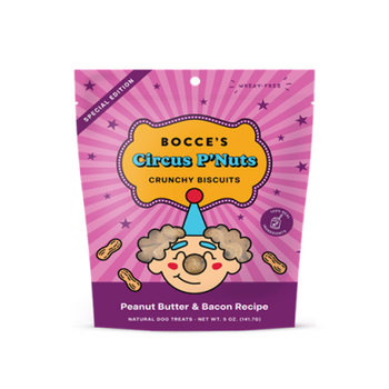 Bocce's Bakery Circus P'Nuts Peanut Butter & Bacon Recipe Crunchy Biscuits 5oz