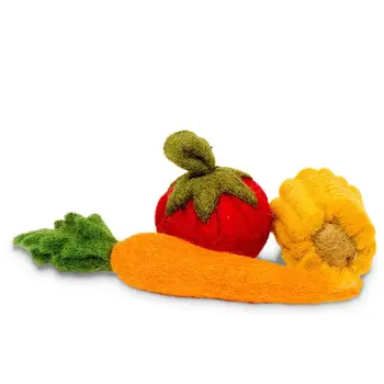 Dharma Dog Karma Cat Wool Felt - Veggies - Carrot, Tomato, Corn