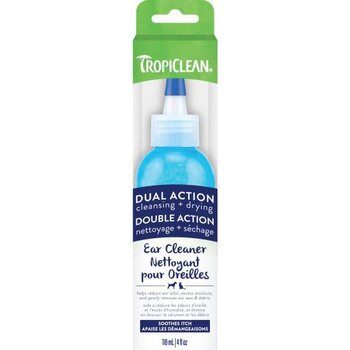 Tropiclean Dual Action Pet Ear Cleaner, Solution Soothes Itching & Infection 4Oz