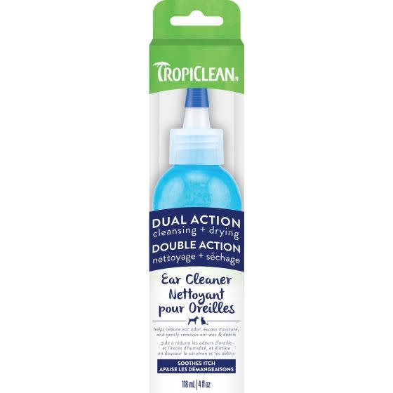 Tropiclean Dual Action Pet Ear Cleaner, Solution Soothes Itching & Infection 4Oz