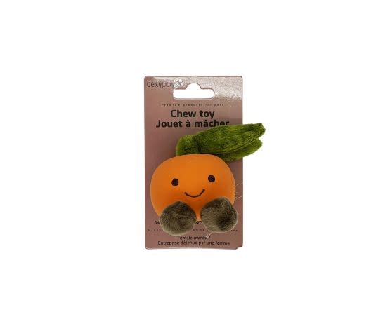dexypaw Latex And Plush Toy For Small Dog - Orange 3"