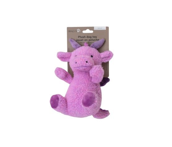 dexypaw Plush Dog Toy - Lilac Dragon, Large 8"