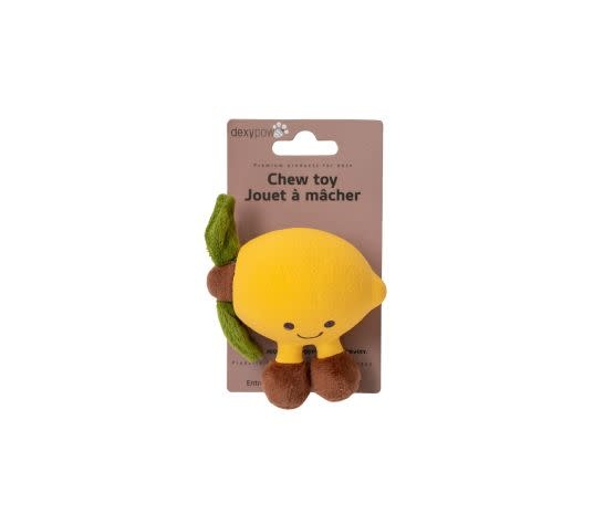 dexypaw Latex And Plush Toy For Small Dog - Lemon 3"